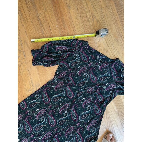 Tommy Hilfiger Dress Womens 12 Green Paisley Short Sleeve A Line Shift Stretch - Picture 13 of 13